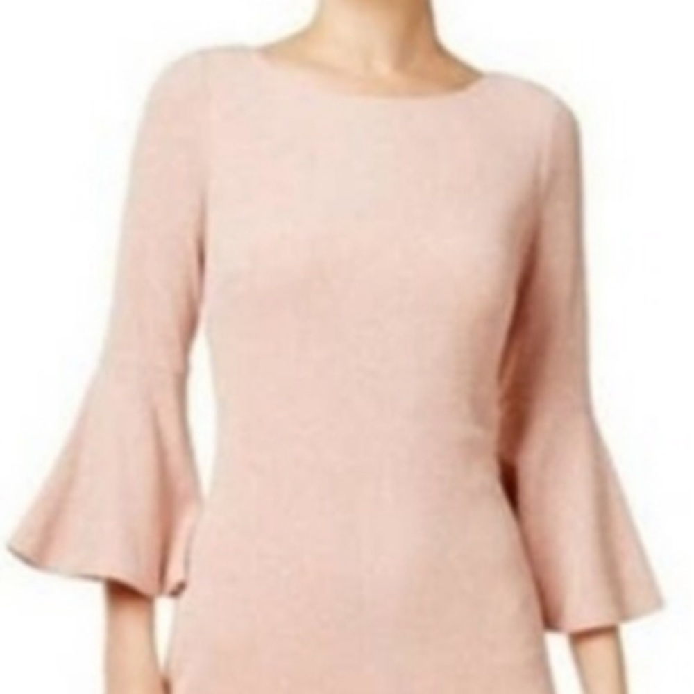 Calvin Klein Pink Shimmer Bell Sleeve Pencil Dress 14W - Picture 6 of 7